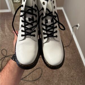 Dr. Martens White Leather Women's Boots